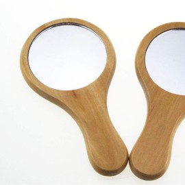 1 Piece Mini Portable Wood Makeup Mirror Handmade Portable Handle Round Cosmetic Mirror with Single Handle Personal Vanity Cosmetic Wooden Handheld Mirror, 7.1x 13.5cm 1 Piece Mini Portable Wood Makeup Mirror Handmade Portable Handle Round Cosmetic Mirror with Single Handle Personal Vanity Cosmetic Wooden Handheld Mirror, 7.1x 13.5cm