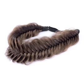 DIGUAN Wide Fishtail 2 Strands Synthetic Hair Braided Headband Classic Chunky Plaited Braids Elastic Stretch Hairpiece Women Girl Beauty accessory,59g Bohemian (Dark Brown) DIGUAN Wide Fishtail 2 Strands Synthetic Hair Braided Headband Classic Chunky Plaited Braids Elastic Stretch Hairpiece Women Girl Beauty accessory,59g Bohemian (Dark Brown)