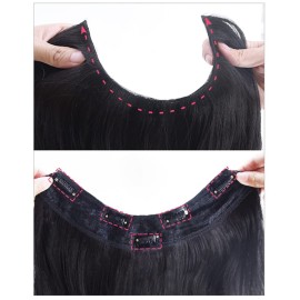 Medium Length 12 Wavy U-Shape Part Half Wig One Piece Clip in Hair Extension Black