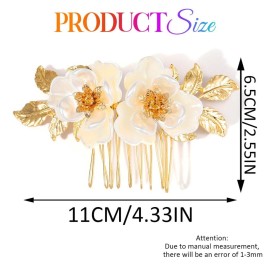 Yean Bride Flower Bridal Hair Comb Gold Leaf Wedding Hair Piece Floral Hair Accessories for Women and Girls (Gold) Yean Bride Flower Bridal Hair Comb Gold Leaf Wedding Hair Piece Floral Hair Accessories for Women and Girls (Gold)