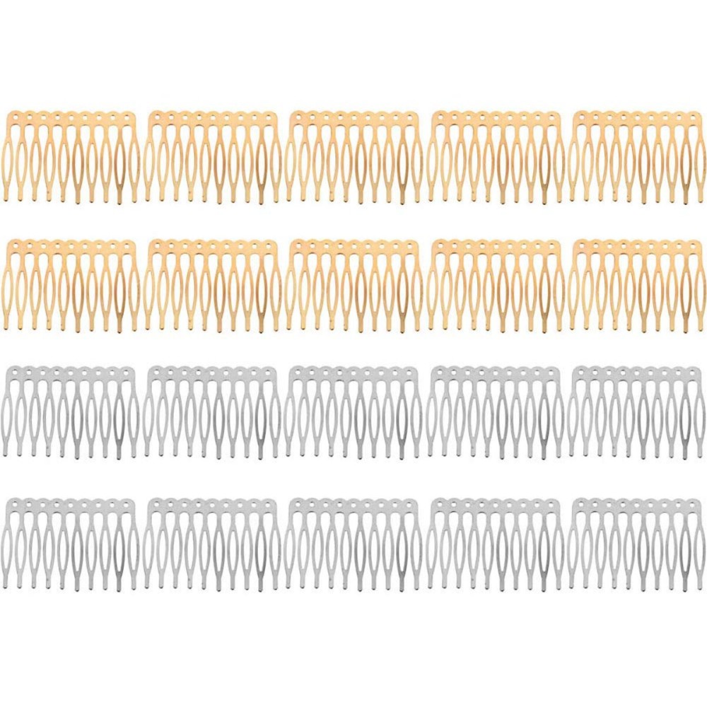 20 Pcs 10 Teeth Hair Combs Metal Blank Hair Side Combs Clips DIY Hair Accessories for Women and Girls, DIY Hair Bows Making