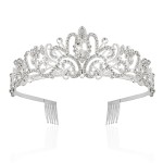 BAHABY Silver Crowns for Women Rhinestone Princess Tiara with Combs for Birthday Prom Bridal Shower Wedding Halloween Party
