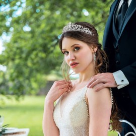 BAHABY Silver Crowns for Women Rhinestone Princess Tiara with Combs for Birthday Prom Bridal Shower Wedding Halloween Party