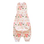 Woombie Grow with Me Baby Swaddle with Leggies, Watercolor Roses, 0-9 Months