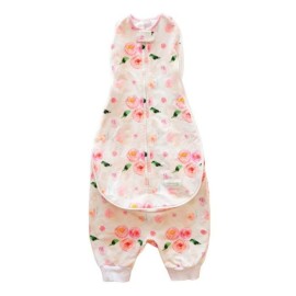 Woombie Grow with Me Baby Swaddle with Leggies, Watercolor Roses, 0-9 Months