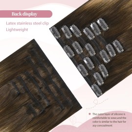 HUAYI Hair Extensions Real Human Hair Ombre Medium Brown with Caramel Blonde Balayage 120g 16 inch Highlights 100% Real Hair Extensions for Women Beauty Clip ins 4/27/4 Balayage Brown to Blonde HUAYI Hair Extensions Real Human Hair Ombre Medium Brown with Caramel Blonde Balayage 120g 16 inch Highlights 100% Real Hair Extensions for Women Beauty Clip ins 4/27/4 Balayage Brown to Blonde