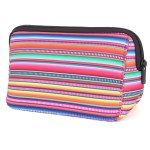 AJLTPA Cosmetic Bag Waterproof Neoprene Zipper Pouch Travel Portable Toiletry Makeup Bags Organizer Case for Women and Girls, Serape