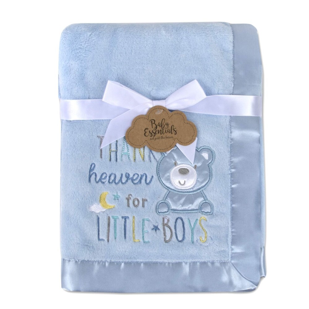 30x40 Fleece Baby Nursery Blanket with Satin Trim for Boys, Girls, and Unknown Gender Baby (Blue)