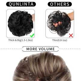 Messy Bun Hair Piece,Qunlinta Hair Bun Thick Updo Scrunchies Hair Extensions Ponytail Hair Pieces for Women Girls Light Brown Mix Ash Blonde