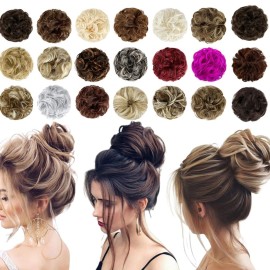 Messy Bun Hair Piece Hair Bun Thick Updo Scrunchies Hair Extensions Ponytail Hair Pieces for Women Girls Black&Dark Auburn