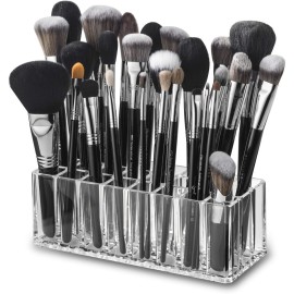 byAlegory (Set Of 2) Acrylic Makeup Brush Organizer 24 Space Storage w/Deep Slots For Cosmetic Beauty Brushes Refillable Container - Clear byAlegory (Set Of 2) Acrylic Makeup Brush Organizer 24 Space Storage w/Deep Slots For Cosmetic Beauty Brushes Refillable Container - Clear