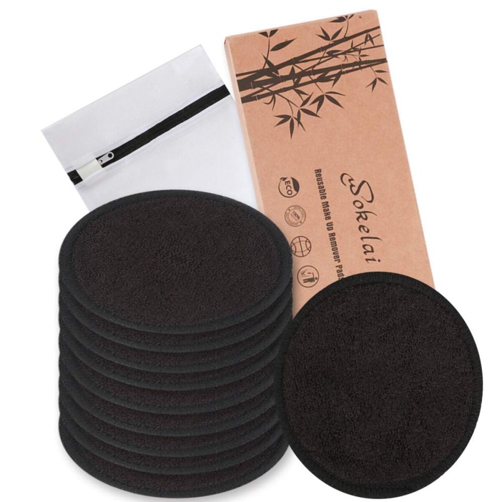 Reusable Makeup Remover Pads Black Washable - 10 Pack Organic Cotton Rounds for Face Eye with Laundry Bag, Facial Cleansing Cloth Towel, Make-Up Removal Wipes for All Skin Types Reusable Makeup Remover Pads Black Washable - 10 Pack Organic Cotton Rounds for Face Eye with Laundry Bag, Facial Cleansing Cloth Towel, Make-Up Removal Wipes for All Skin Types