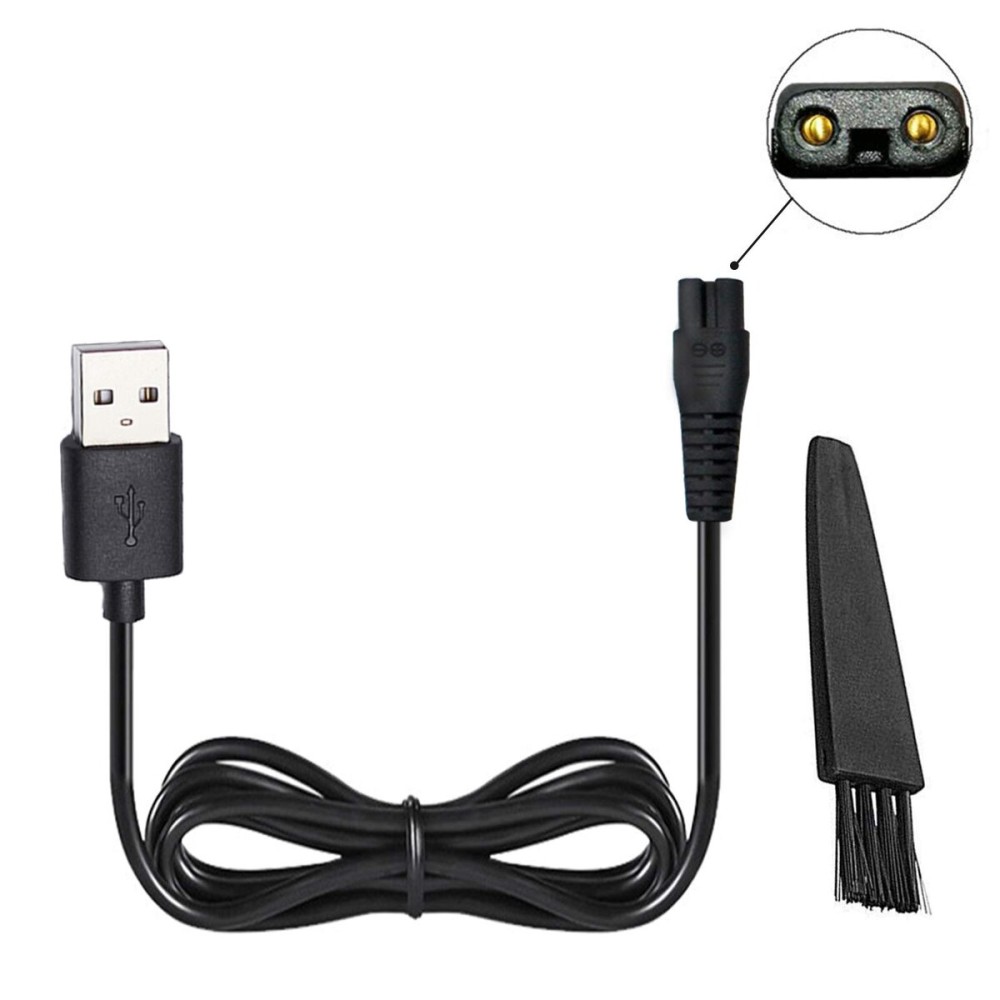 Shaver Head Replacement Charger and Brush for Electric Solo Shaver Cleaning Bursh USB Data Cable Power Trimmer Solo Head Replacement Charge Line (1Shaver Cord& Brush)