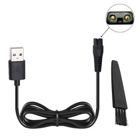 Shaver Head Replacement Charger and Brush for Electric Solo Shaver Cleaning Bursh USB Data Cable Power Trimmer Solo Head Replacement Charge Line (1Shaver Cord& Brush)