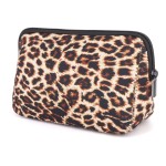 AJLTPA Cosmetic Bag Waterproof Neoprene Zipper Pouch Travel Portable Toiletry Makeup Bags Organizer Case for Women and Girls, Leopard