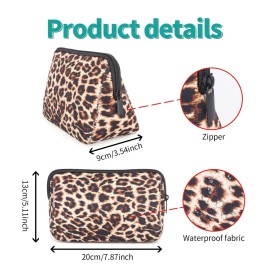 AJLTPA Cosmetic Bag Waterproof Neoprene Zipper Pouch Travel Portable Toiletry Makeup Bags Organizer Case for Women and Girls, Leopard AJLTPA Cosmetic Bag Waterproof Neoprene Zipper Pouch Travel Portable Toiletry Makeup Bags Organizer Case for Women and Girls, Leopard