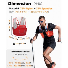 TRIWONDER Hydration Vest 2.5L Ultra Trail Running Backpack Hydration Pack Marathon Vest Lightweight Outdoor Hiking Cycling Daypack (Red-Orange - Only Vest, M/L - 35.4-40.2in)