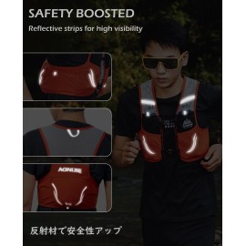 TRIWONDER Hydration Vest 2.5L Ultra Trail Running Backpack Hydration Pack Marathon Vest Lightweight Outdoor Hiking Cycling Daypack (Red-Orange - Only Vest, M/L - 35.4-40.2in)