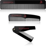 Bossman Acetate Beard, Hair & Mustache Combs for Men - Men\'s Beard, Mustach and Hair Combs with Small Folding Pocket Comb (Set of 3)