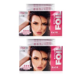 STYLETEK Salon Textured Foil 5 x 10 500 Prefolded Sheets HC-06115-500 (2 Pack)