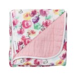 HonestBaby Hand-Quilted Baby Blanket Reversible 100% Organic Cotton for Infant Boys, Girls, Rose Blossom/Dip Dye, One Size