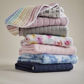 HonestBaby Hand-Quilted Baby Blanket Reversible 100% Organic Cotton for Infant Boys, Girls, Rose Blossom/Dip Dye, One Size