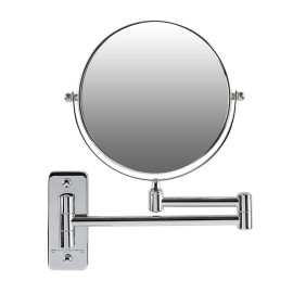 OVENTE 7 Wall Mounted Makeup Mirror with 1X/7X Magnification, Double Sided Magnifying Round Bathroom Vanity Mirror, 360 Swivel Design, Extendable and Folding Arm, Polished Chrome MNLFW70CH1X7X