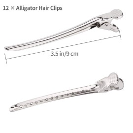 Alligator Hair Clips Metal Duck Bill Hair Clips for Styling - with Holes 3.5 inch Professional Sectioning Clips for Salon and Women Girls Accessories Silver