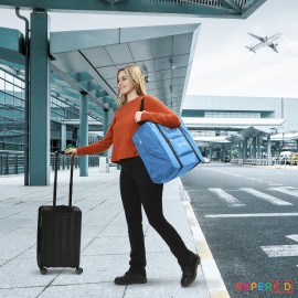 Reperkid Booster Seat Travel Bag for Airplane, Blue, 17 H x 16.5 W x 9.5 D, Compatible with Gb Pockit Stroller and Most Boosters- Premium Waterproof Cover, Hand Bag Design, Durable Zipper