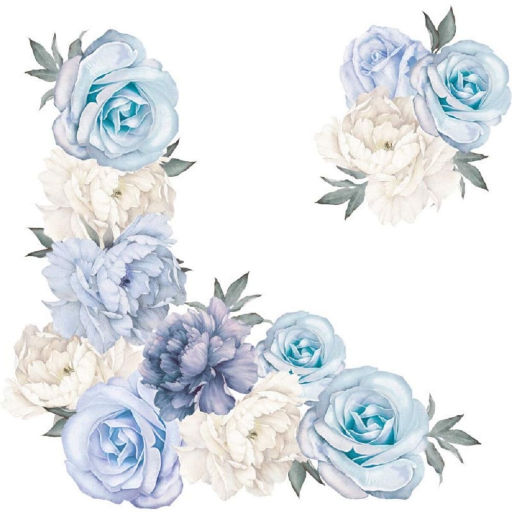 Amaonm Creative Removable 3D Light Blue and White Peony Flower Wall Decals Floral Wall Sticker DIY Peel and Stick Art Decor for Living Room Kids Bedroom Baby Girls Nursery Rooms Wall Corner (Peony)