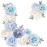 Amaonm Creative Removable 3D Light Blue and White Peony Flower Wall Decals Floral Wall Sticker DIY Peel and Stick Art Decor for Living Room Kids Bedroom Baby Girls Nursery Rooms Wall Corner (Peony)