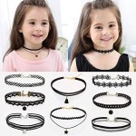 Liangzhou 8pcs/set Kids Chokers Children\'s Fashion Necklace Classic Chokers for Girl(multi-color,8pcs/set)