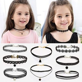 Liangzhou 8pcs/set Kids Chokers Children\'s Fashion Necklace Classic Chokers for Girl(multi-color,8pcs/set)
