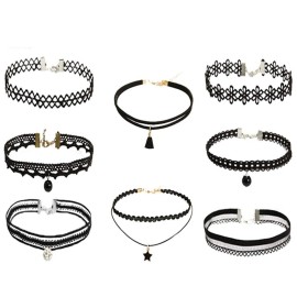 Liangzhou 8pcs/set Kids Chokers Children\'s Fashion Necklace Classic Chokers for Girl(multi-color,8pcs/set)