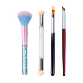 WOKOTO 4Pcs Ombre Nail Art Brush Set Double Head Nail Gradient Sponge Brushes For Nails Shading Pen Nail Brushes For Cleaning UV Gel Builder Kit Manicure Tools