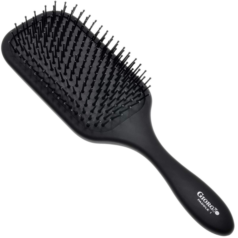 Giorgio Detangling Paddle Brush - Large Air Cushion Paddle Brush with Ball Tip Tourmaline Bristles - Anti Static Hair Care Tool for Men and Women, Wet or Dry - Black Giorgio Detangling Paddle Brush - Large Air Cushion Paddle Brush with Ball Tip Tourmaline Bristles - Anti Static Hair Care Tool for Men and Women, Wet or Dry - Black