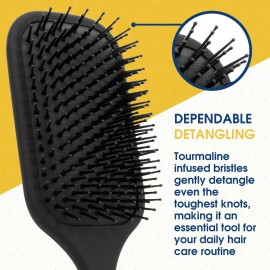 Giorgio Detangling Paddle Brush - Large Air Cushion Paddle Brush with Ball Tip Tourmaline Bristles - Anti Static Hair Care Tool for Men and Women, Wet or Dry - Black Giorgio Detangling Paddle Brush - Large Air Cushion Paddle Brush with Ball Tip Tourmaline Bristles - Anti Static Hair Care Tool for Men and Women, Wet or Dry - Black