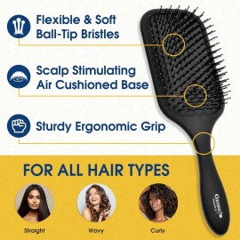 Giorgio Detangling Paddle Brush - Large Air Cushion Paddle Brush with Ball Tip Tourmaline Bristles - Anti Static Hair Care Tool for Men and Women, Wet or Dry - Black Giorgio Detangling Paddle Brush - Large Air Cushion Paddle Brush with Ball Tip Tourmaline Bristles - Anti Static Hair Care Tool for Men and Women, Wet or Dry - Black