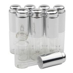 Ellbest 8Pcs 10 ml Clear Press Dropper Bottles, Empty Refillable Essential Oil Vials Perfume Cosmetic Container, Silver Cap