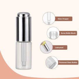 Ellbest 8Pcs 10 ml Clear Press Dropper Bottles, Empty Refillable Essential Oil Vials Perfume Cosmetic Container, Silver Cap Ellbest 8Pcs 10 ml Clear Press Dropper Bottles, Empty Refillable Essential Oil Vials Perfume Cosmetic Container, Silver Cap