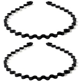 bodbop XINGZHE Metal Hair Band Men Headbands Womens Hair bands, Fashion Hair Hoop Wavy Spring Comb Headband Men Spiral Teeth Hair Accessories for Sports, 2PCS