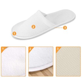 Haploon 24 Pairs Spa Slippers, Cotton Velvet Closed Toe Slippers Disposable Spa Slipper Fit for US Men Size 10 and Women Size 11 for Hotel, Home, Guest Use