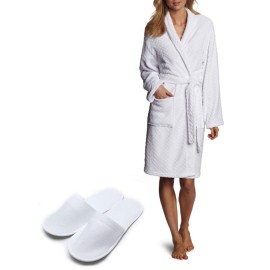 Haploon 24 Pairs Spa Slippers, Cotton Velvet Closed Toe Slippers Disposable Spa Slipper Fit for US Men Size 10 and Women Size 11 for Hotel, Home, Guest Use