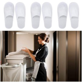 Haploon 24 Pairs Spa Slippers, Cotton Velvet Closed Toe Slippers Disposable Spa Slipper Fit for US Men Size 10 and Women Size 11 for Hotel, Home, Guest Use