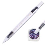 AKOAK 1 Pack Nail Art Double-head Silicone Pen, Smudge, Powder, Point Drill Multi-purpose Silicone Pen DIY Nail Tool