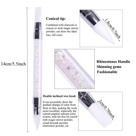 AKOAK 1 Pack Nail Art Double-head Silicone Pen, Smudge, Powder, Point Drill Multi-purpose Silicone Pen DIY Nail Tool AKOAK 1 Pack Nail Art Double-head Silicone Pen, Smudge, Powder, Point Drill Multi-purpose Silicone Pen DIY Nail Tool
