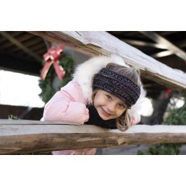 Funky Junque Toddler Girls Winter Head Wrap Ear Warmer Headband Soft Knit Fleece Lined Black/Purple/Orange/Teal Ages 1-6