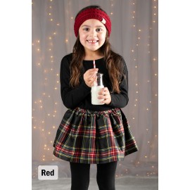 Funky Junque Toddler Girls Winter Head Wrap Ear Warmer Headband Soft Knit Fleece Lined Black/Purple/Orange/Teal Ages 1-6