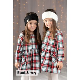 Funky Junque Toddler Girls Winter Head Wrap Ear Warmer Headband Soft Knit Fleece Lined Black/Purple/Orange/Teal Ages 1-6