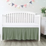 800 TC Sage Crib Skirt Dust Ruffle, 100% Egyptian Cotton, Nursery Crib Toddler (28 x 52 x 14) Bedding Skirt for Baby Boys or Girls